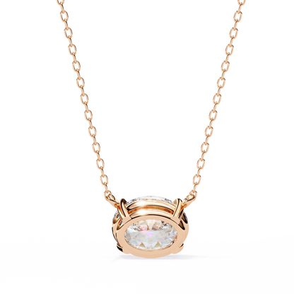 1.70 CT Oval Lab-Grown Diamond Solitaire Pendant Necklace in 14K Gold & Platinum