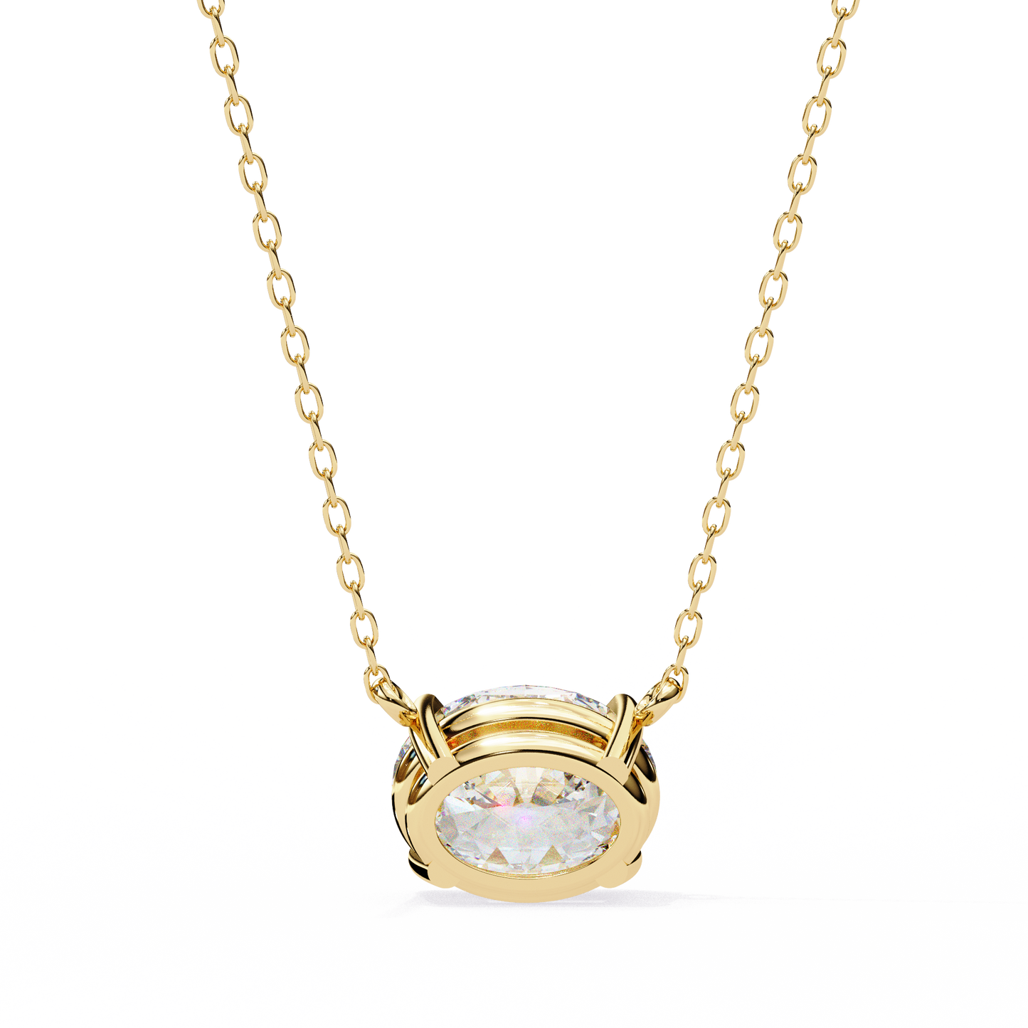 1.70 CT Oval Lab-Grown Diamond Solitaire Pendant Necklace in 14K Gold & Platinum