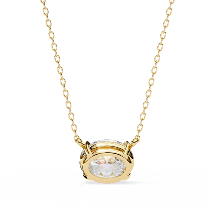 1.70 CT Oval Lab-Grown Diamond Solitaire Pendant Necklace in 14K Gold & Platinum