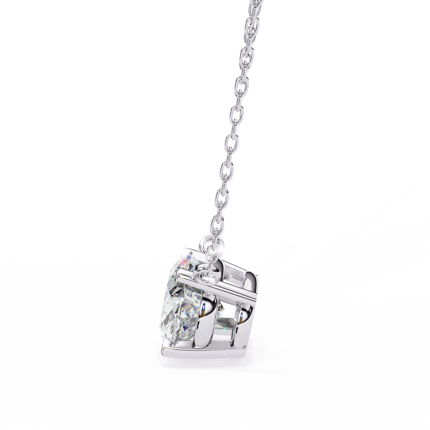 1.70 CT Oval Lab-Grown Diamond Solitaire Pendant Necklace in 14K Gold & Platinum