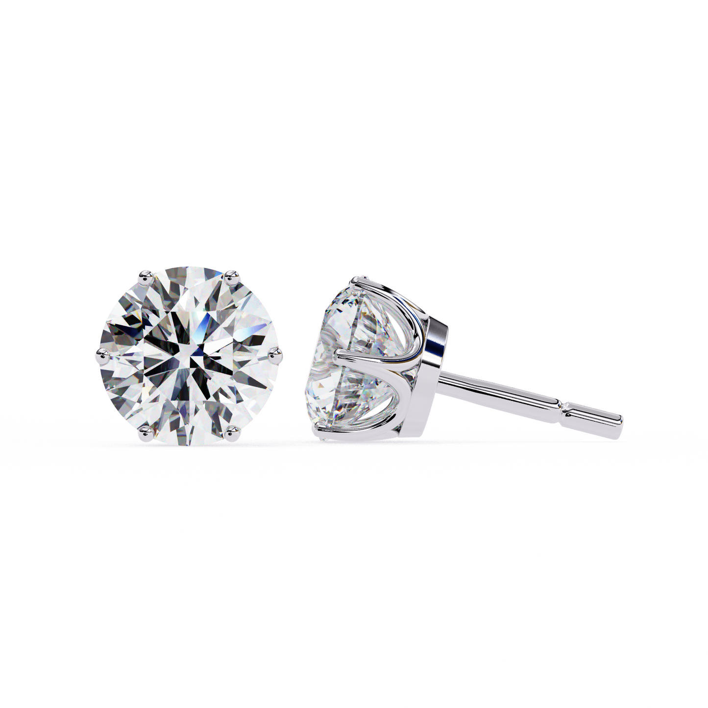 2.57 CTW Round Lab-Grown Diamond Six-Prong Tulip Stud Earrings in 14K Gold