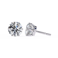 2.57 CTW round lab-grown diamond stud earrings in a six-prong tulip setting crafted from polished platinum.