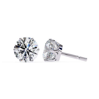 2.57 CTW Round Lab-Grown Diamond Six-Prong Tulip Stud Earrings in 14K Gold