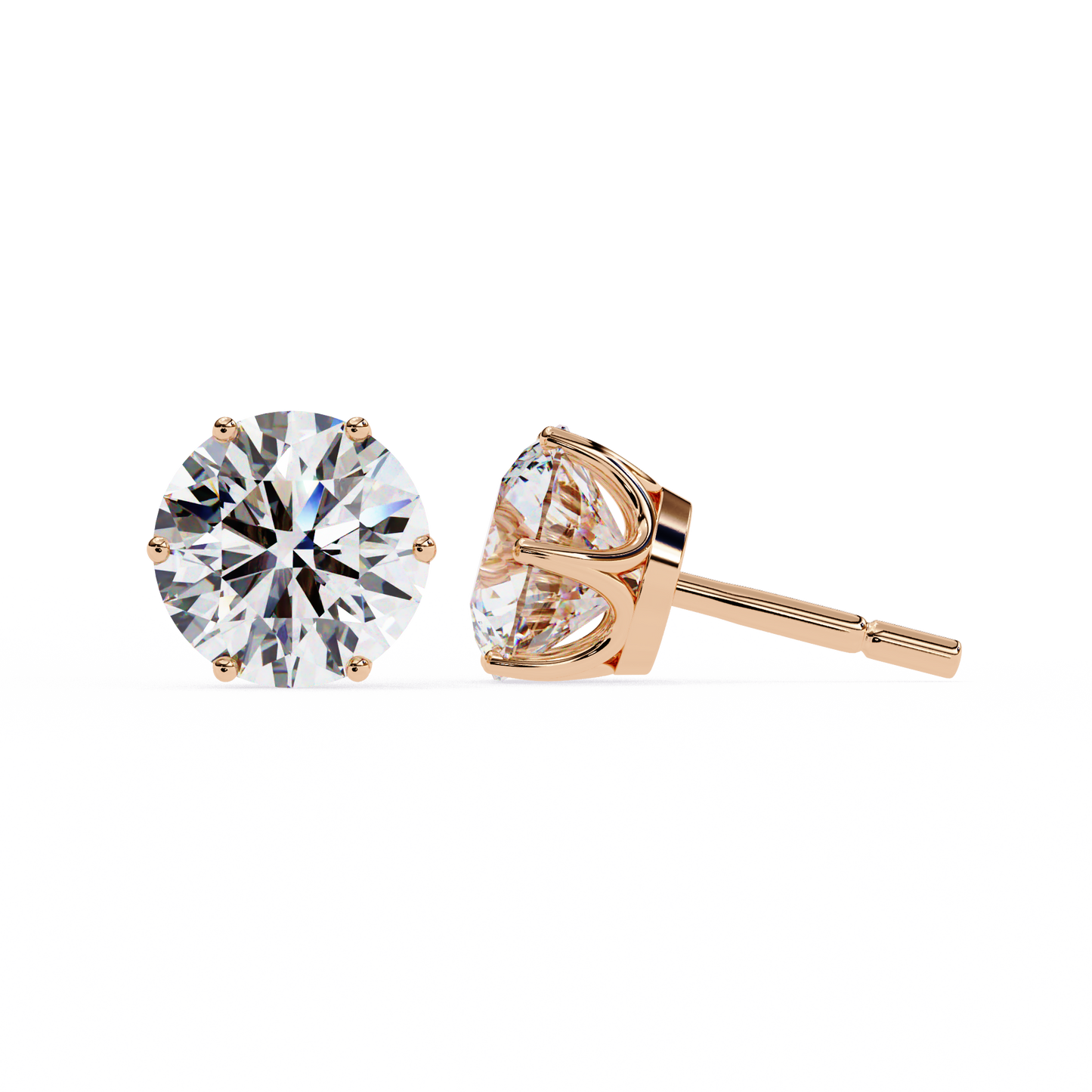 2.57 CTW Round Lab-Grown Diamond Six-Prong Tulip Stud Earrings in 14K Gold
