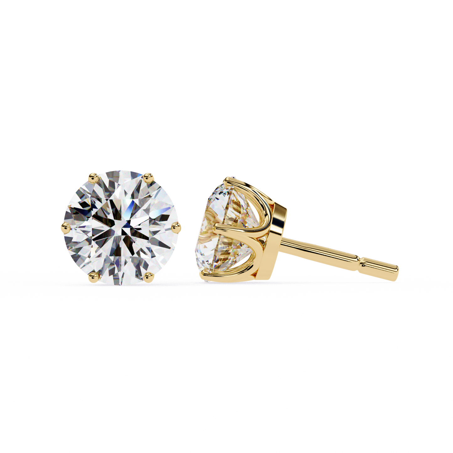 2.57 CTW Round Lab-Grown Diamond Six-Prong Tulip Stud Earrings in 14K Gold