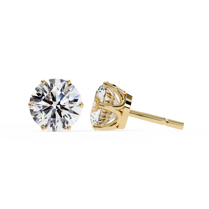 2.57 CTW Round Lab-Grown Diamond Six-Prong Tulip Stud Earrings in 14K Gold