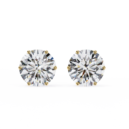 2.57 CTW Round Lab-Grown Diamond Six-Prong Tulip Stud Earrings in 14K Gold