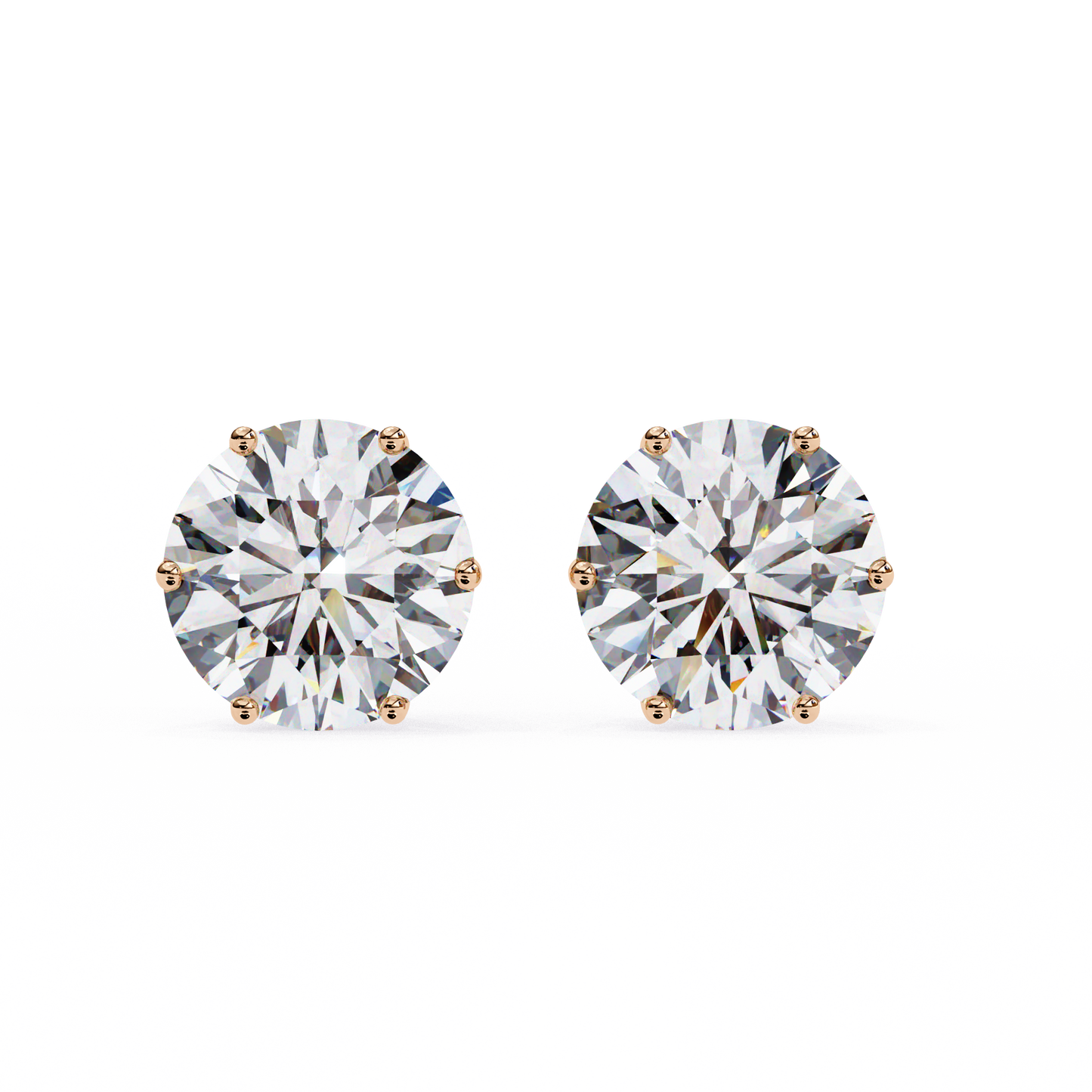 2.57 CTW Round Lab-Grown Diamond Six-Prong Tulip Stud Earrings in 14K Gold