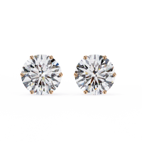2.57 CTW round lab-grown diamond stud earrings in 14K gold with elegant six-prong tulip settings.