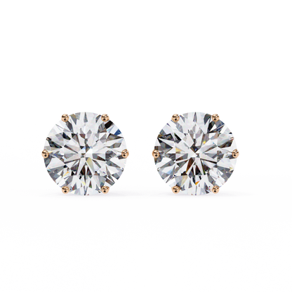 2.57 CTW Round Lab-Grown Diamond Six-Prong Tulip Stud Earrings in 14K Gold