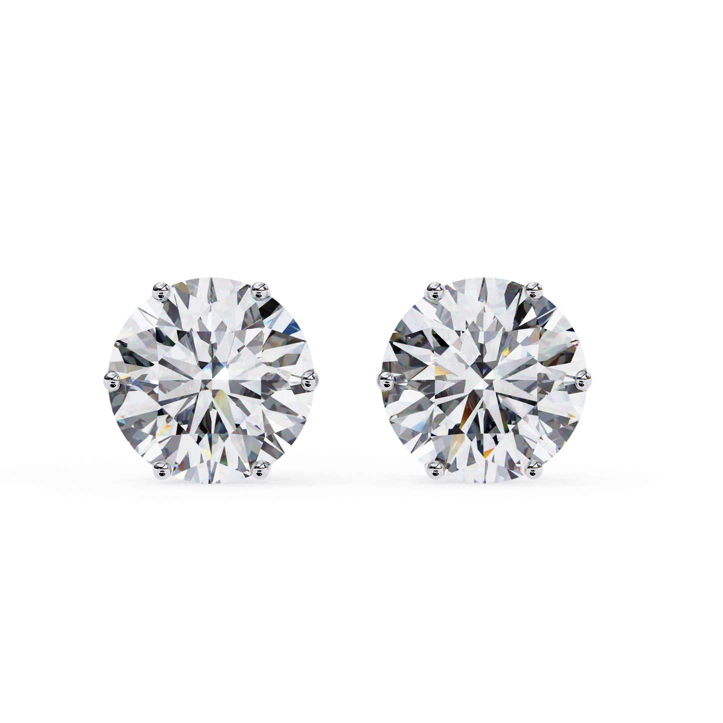 2.57 CTW Round Lab-Grown Diamond Six-Prong Tulip Stud Earrings in 14K Gold