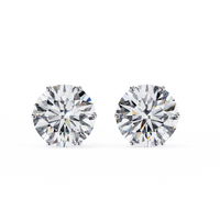 2.57 CTW round lab-grown diamond stud earrings in 14K gold with elegant six-prong tulip settings.