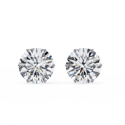 2.57 CTW Round Lab-Grown Diamond Six-Prong Tulip Stud Earrings in 14K Gold