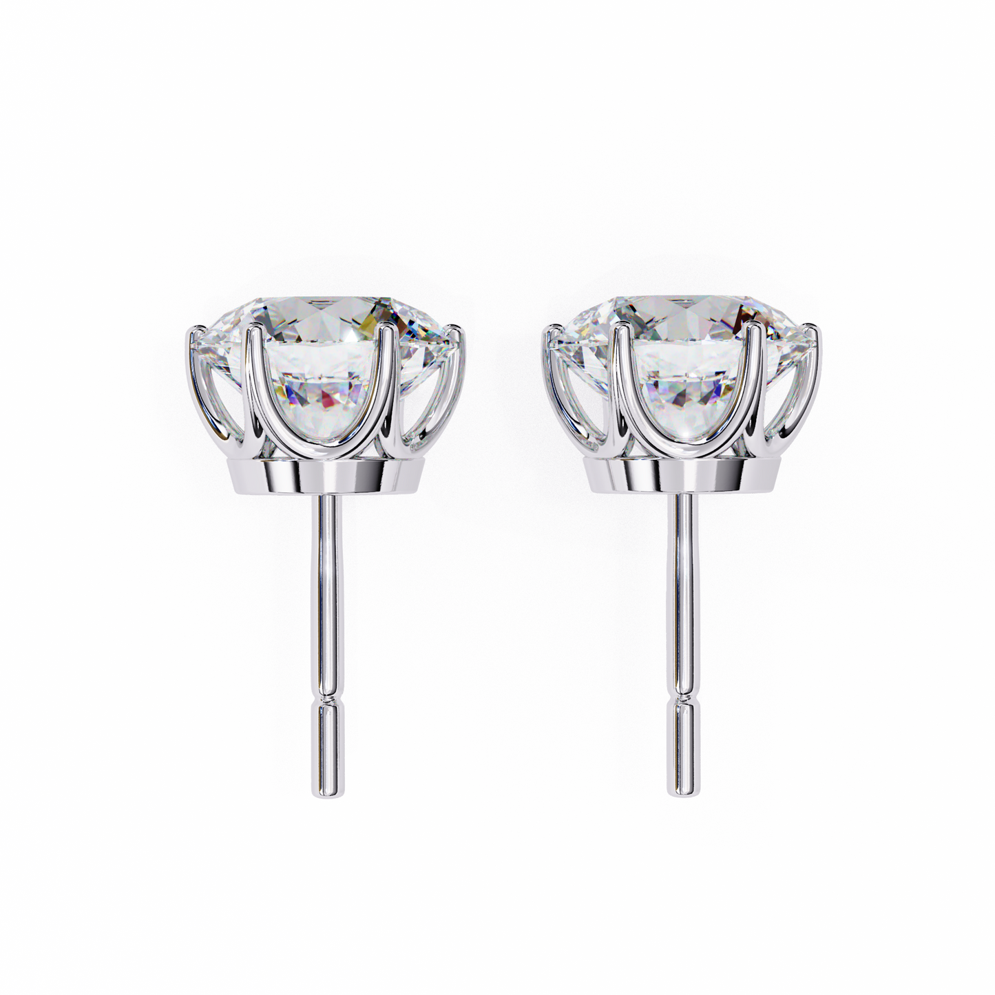 2.57 CTW Round Lab-Grown Diamond Six-Prong Tulip Stud Earrings in 14K Gold