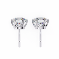 2.57 CTW round lab-grown diamond stud earrings in 14K gold with elegant six-prong tulip settings.