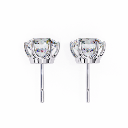 2.57 CTW Round Lab-Grown Diamond Six-Prong Tulip Stud Earrings in 14K Gold