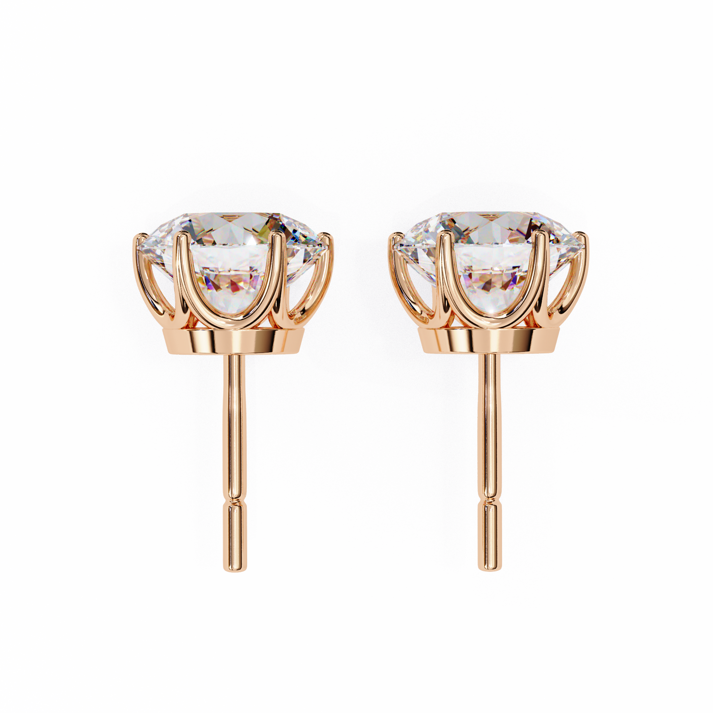 2.57 CTW Round Lab-Grown Diamond Six-Prong Tulip Stud Earrings in 14K Gold
