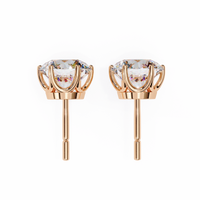 2.57 CTW round lab-grown diamond stud earrings in 14K gold with elegant six-prong tulip settings.