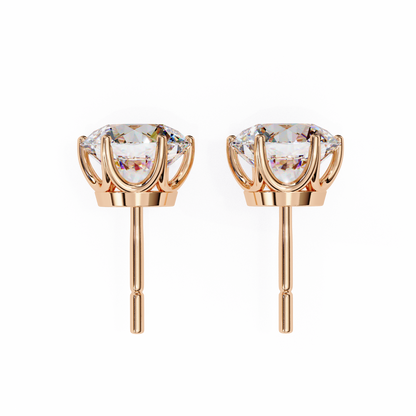 2.57 CTW Round Lab-Grown Diamond Six-Prong Tulip Stud Earrings in 14K Gold