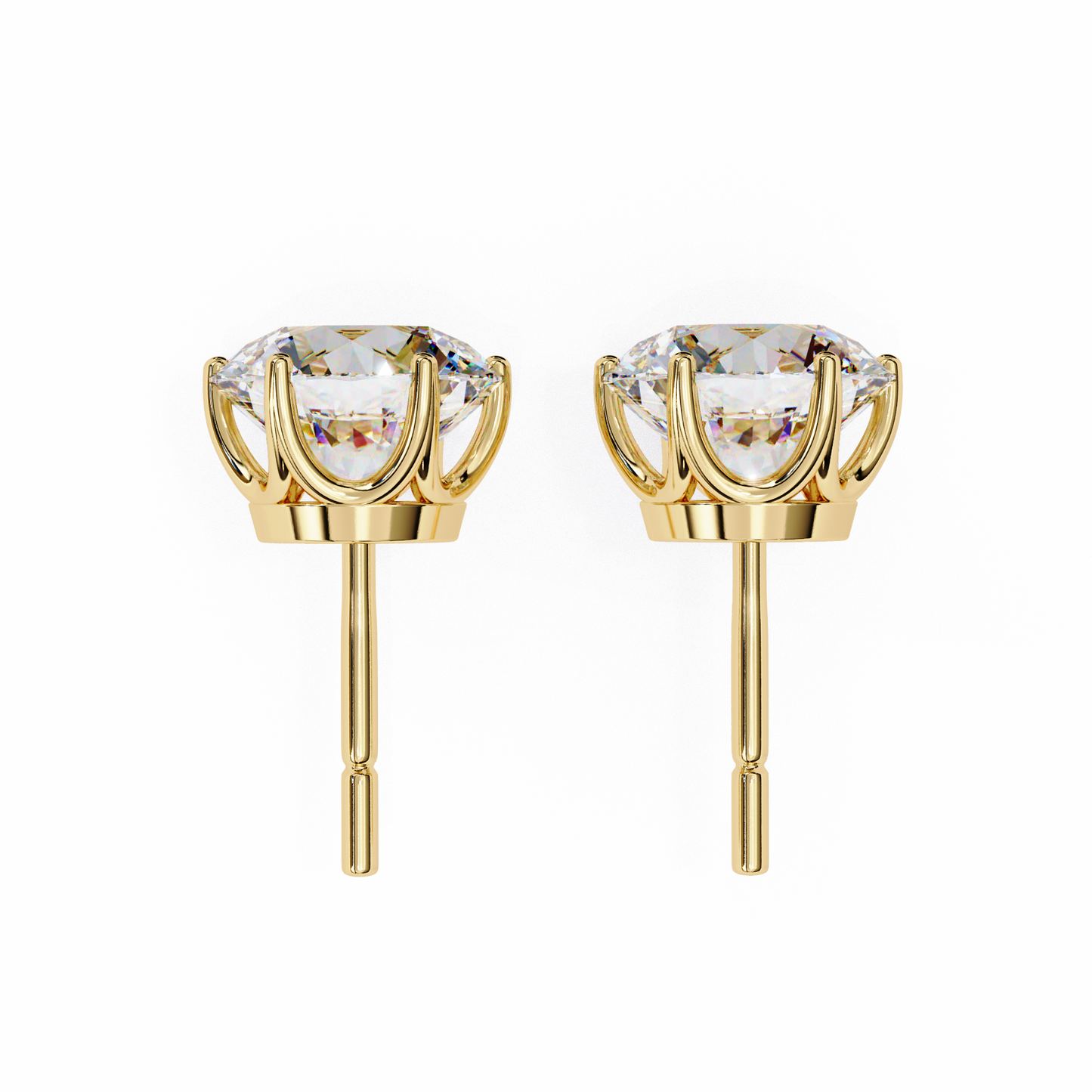 2.57 CTW Round Lab-Grown Diamond Six-Prong Tulip Stud Earrings in 14K Gold