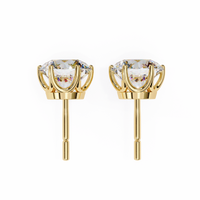 2.57 CTW round lab-grown diamond stud earrings in 14K gold with elegant six-prong tulip settings.