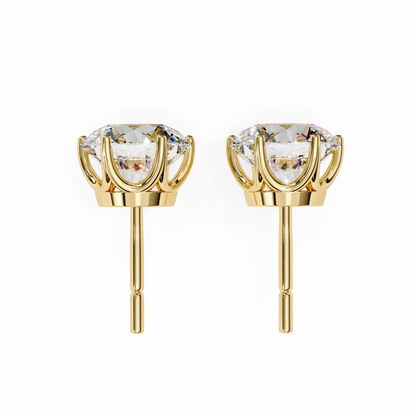 2.57 CTW Round Lab-Grown Diamond Six-Prong Tulip Stud Earrings in 14K Gold