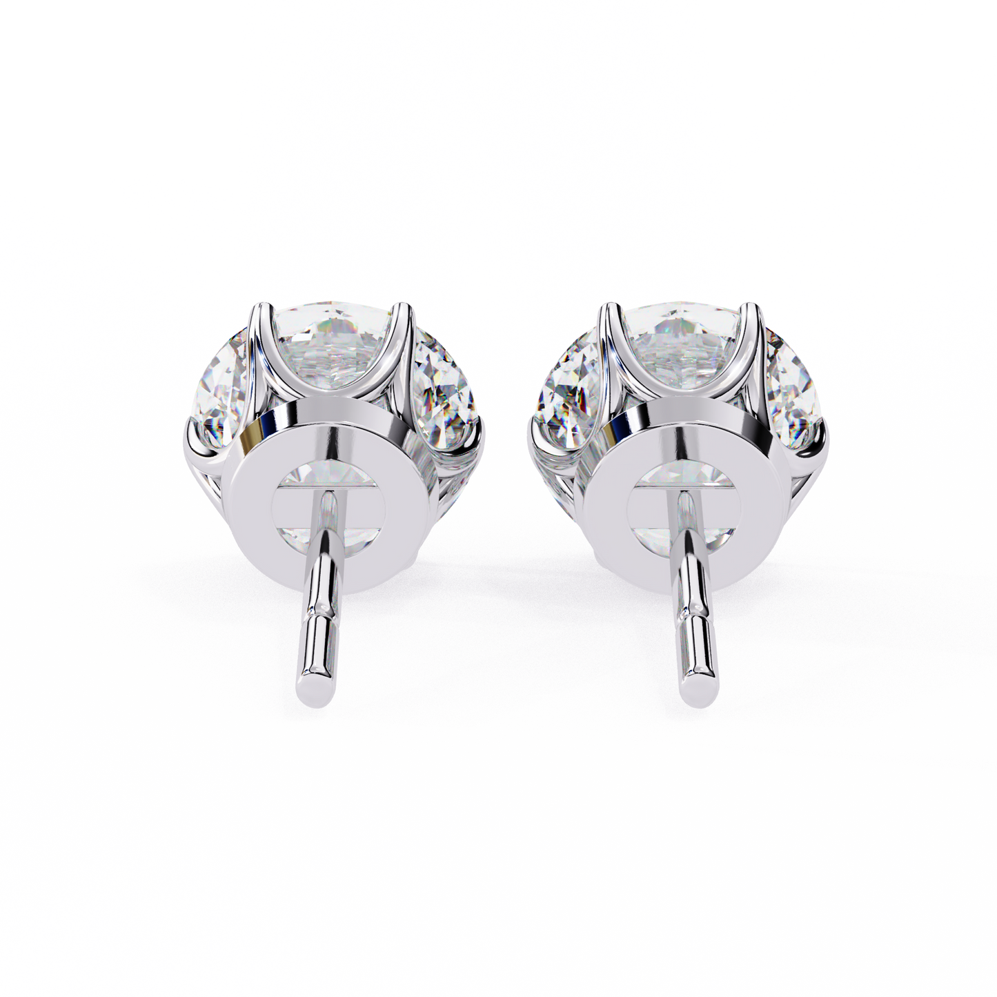 2.57 CTW Round Lab-Grown Diamond Six-Prong Tulip Stud Earrings in 14K Gold