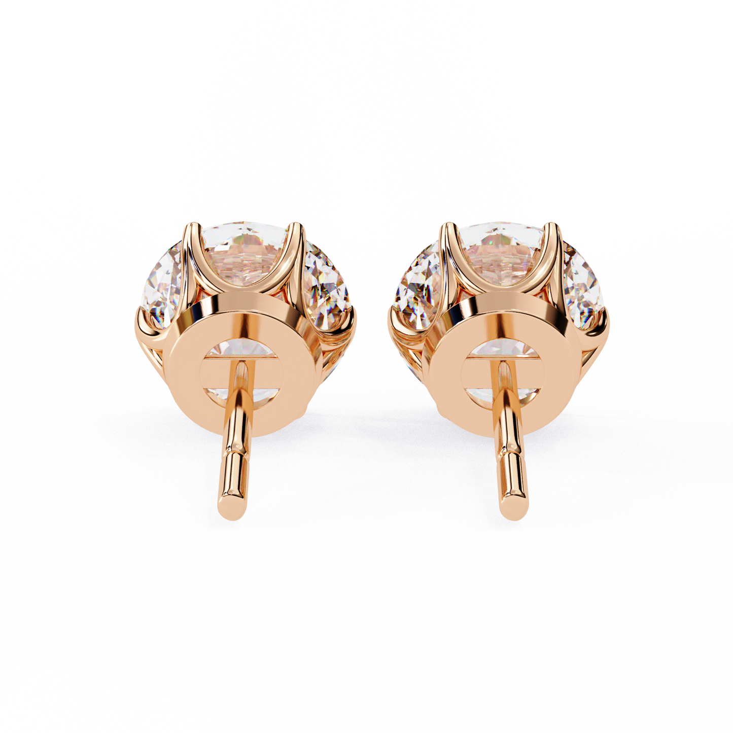 2.57 CTW Round Lab-Grown Diamond Six-Prong Tulip Stud Earrings in 14K Gold