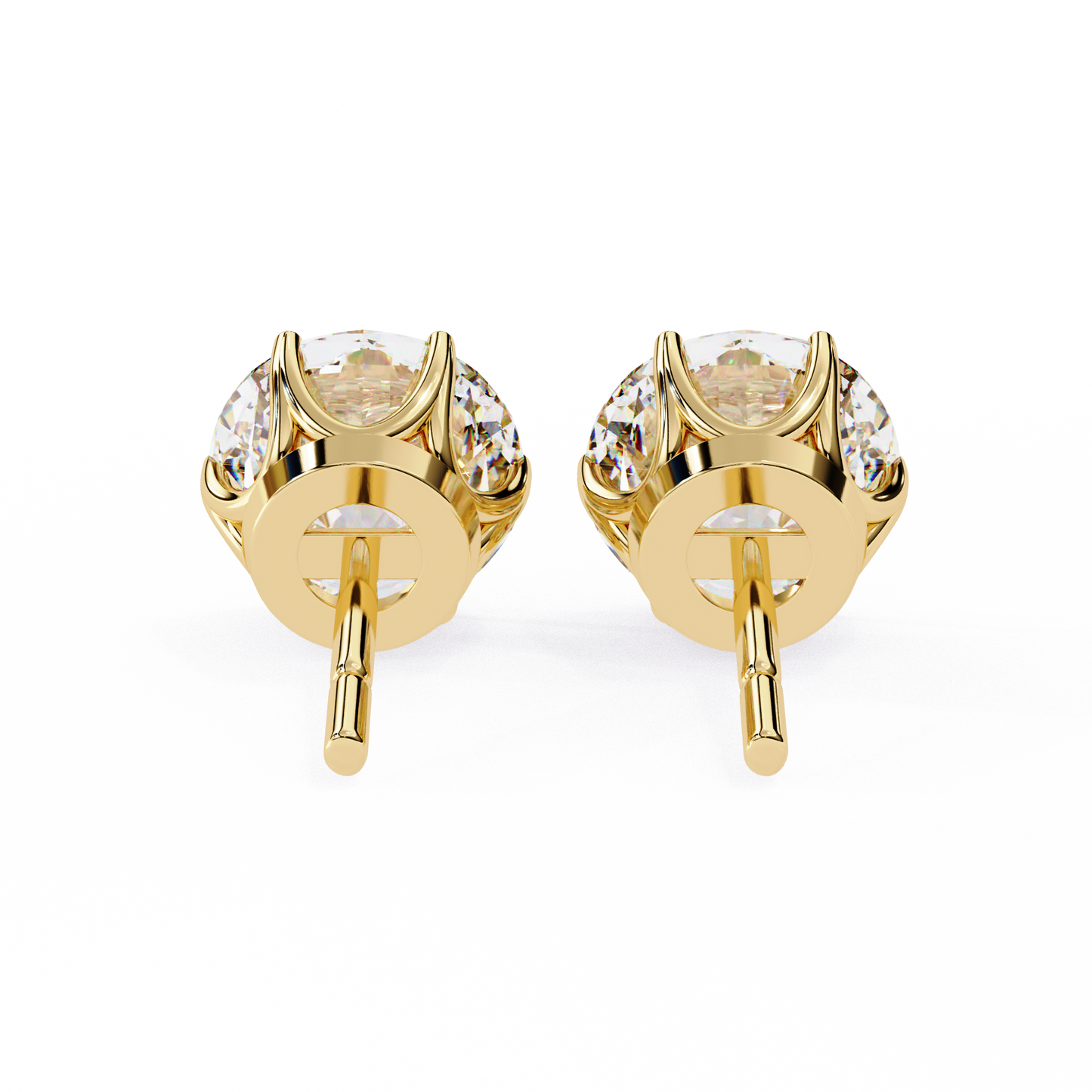 2.57 CTW Round Lab-Grown Diamond Six-Prong Tulip Stud Earrings in 14K Gold
