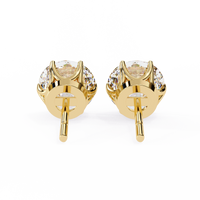 2.57 CTW round lab-grown diamond stud earrings in a six-prong tulip setting crafted from polished 14K gold.