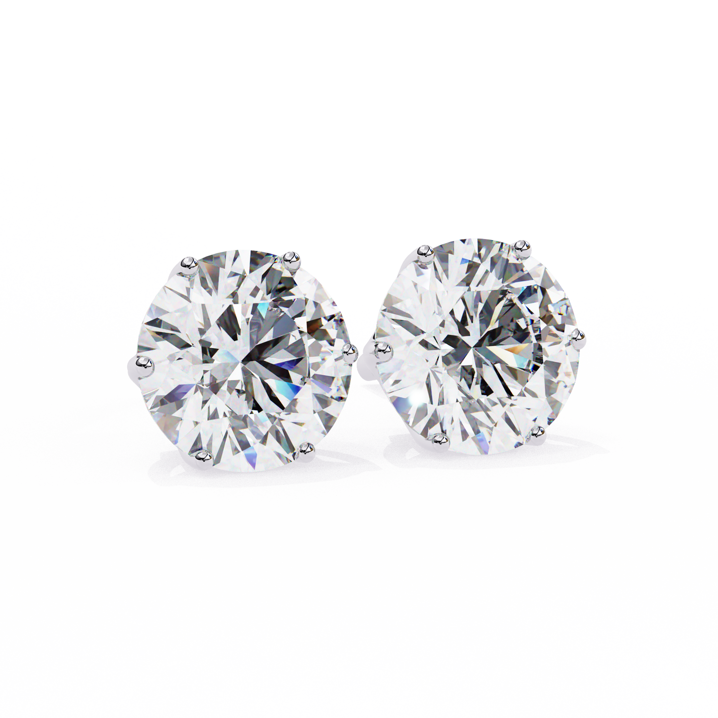2.57 CTW Round Lab-Grown Diamond Six-Prong Tulip Stud Earrings in 14K Gold