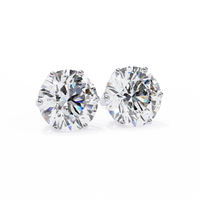 2.57 CTW round lab-grown diamond stud earrings in 14K gold with elegant six-prong tulip settings.