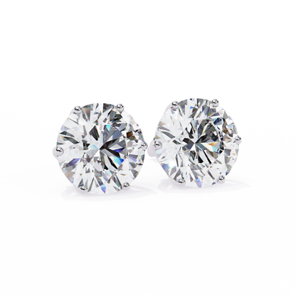 2.57 CTW Round Lab-Grown Diamond Six-Prong Tulip Stud Earrings in 14K Gold