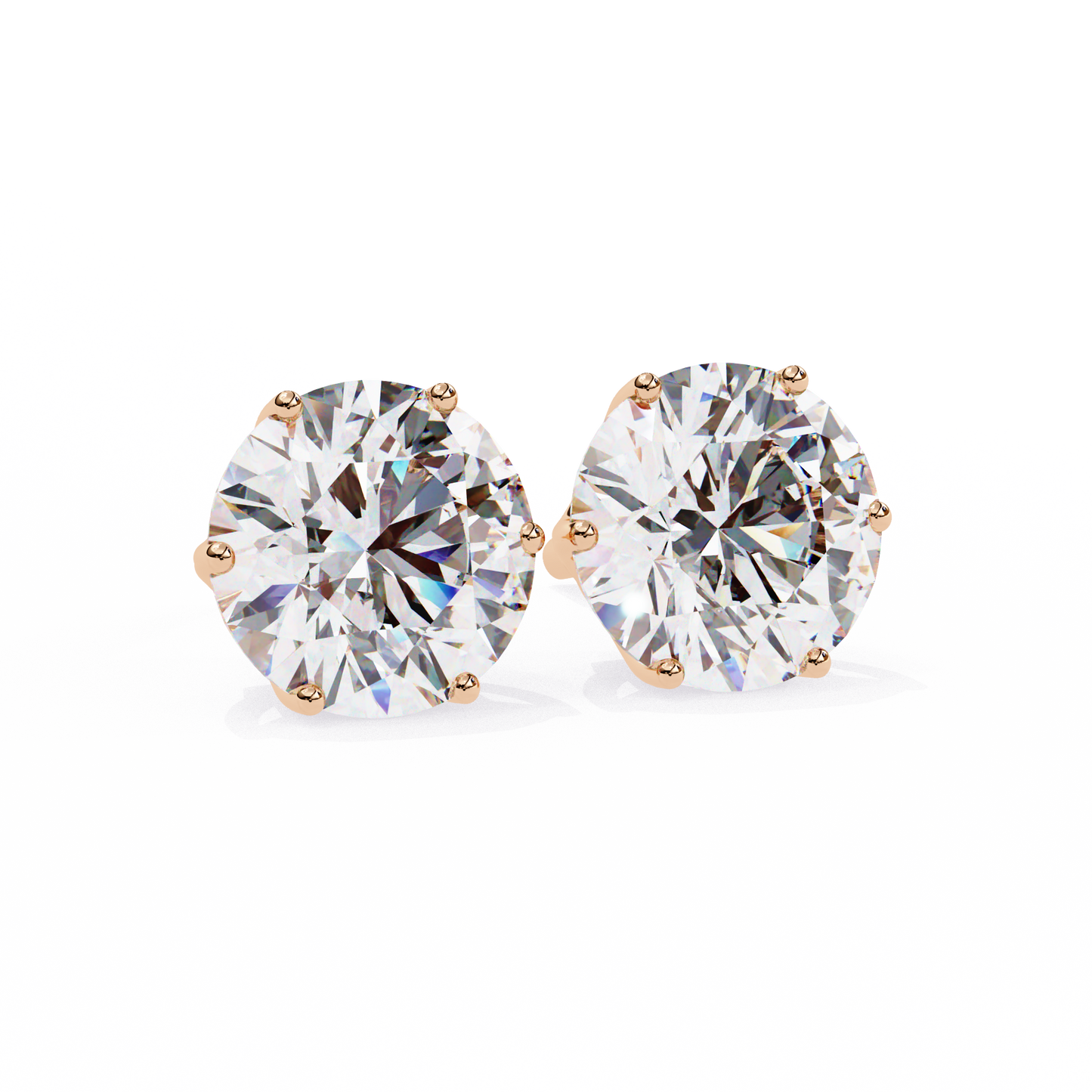 2.57 CTW Round Lab-Grown Diamond Six-Prong Tulip Stud Earrings in 14K Gold