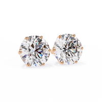 2.57 CTW round lab-grown diamond stud earrings in 14K gold with elegant six-prong tulip settings.