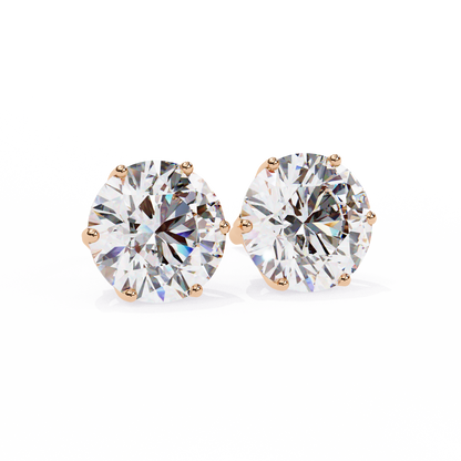 2.57 CTW Round Lab-Grown Diamond Six-Prong Tulip Stud Earrings in 14K Gold