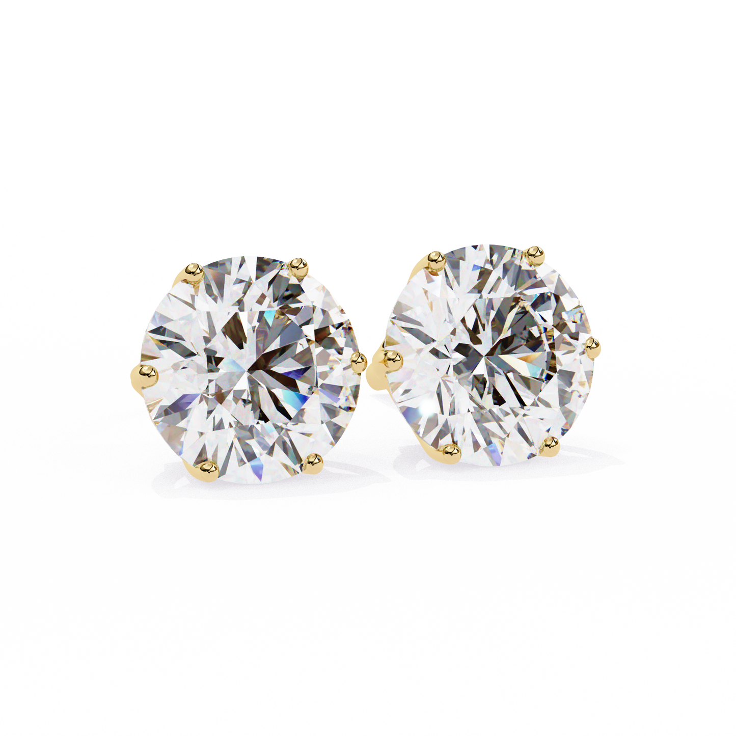 2.57 CTW Round Lab-Grown Diamond Six-Prong Tulip Stud Earrings in 14K Gold