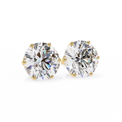 2.57 CTW Round Lab-Grown Diamond Six-Prong Tulip Stud Earrings in 14K Gold