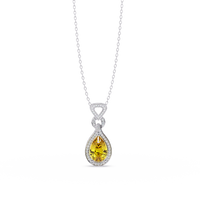 5.1 CTW Pear Halo Geometric Drop Colorstone Pendant Necklace — product image 3