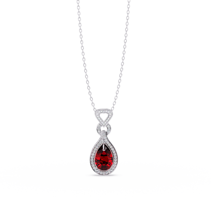 5.1 CTW Pear Halo Geometric Drop Colorstone Pendant Necklace