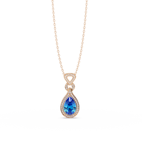 5.1 CTW Pear Halo Geometric Drop Colorstone Pendant Necklace — product image 8