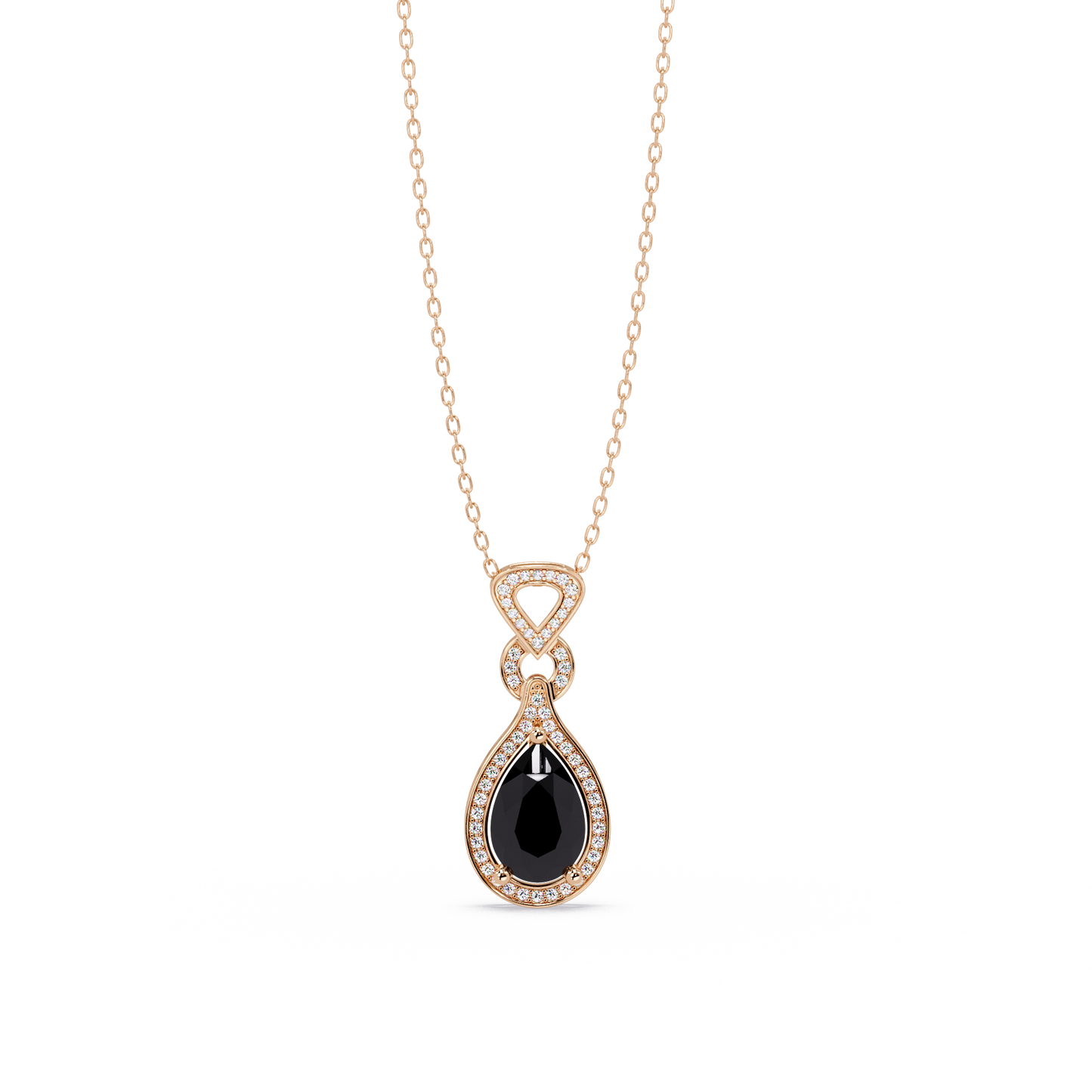 5.1 CTW Pear Halo Geometric Drop Colorstone Pendant Necklace