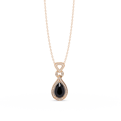 5.1 CTW Pear Halo Geometric Drop Colorstone Pendant Necklace