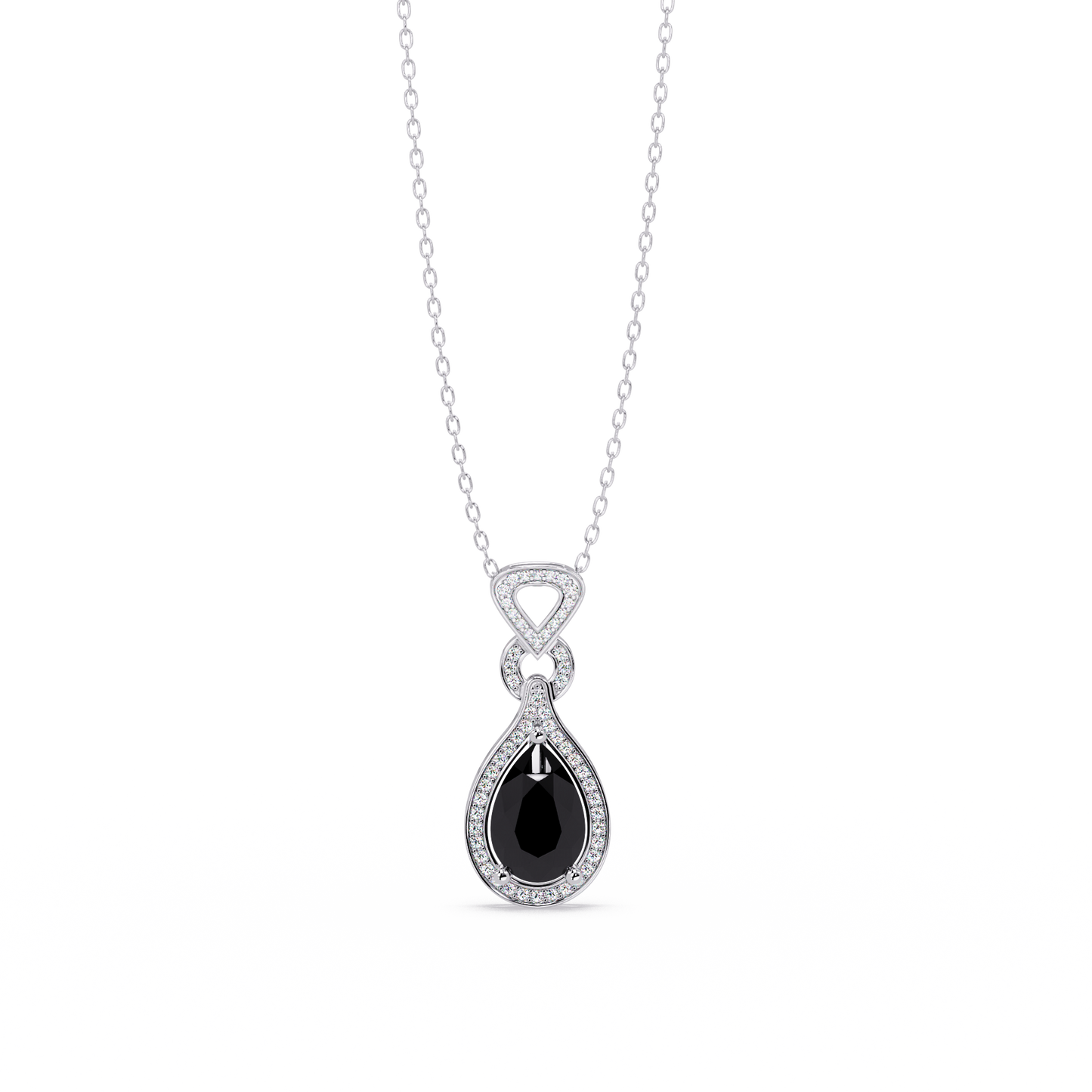 5.1 CTW Pear Halo Geometric Drop Colorstone Pendant Necklace