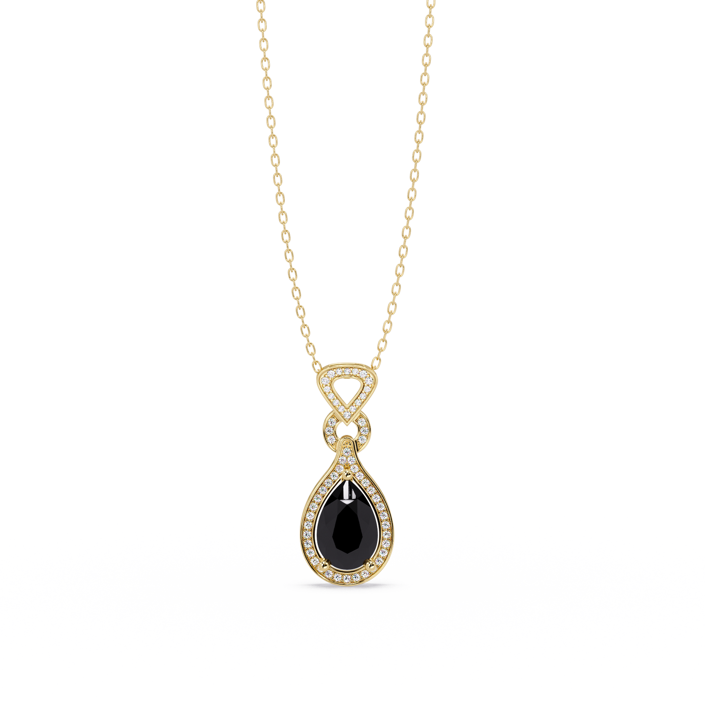 5.1 CTW Pear Halo Geometric Drop Colorstone Pendant Necklace