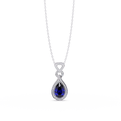 5.1 CTW Pear Halo Geometric Drop Colorstone Pendant Necklace