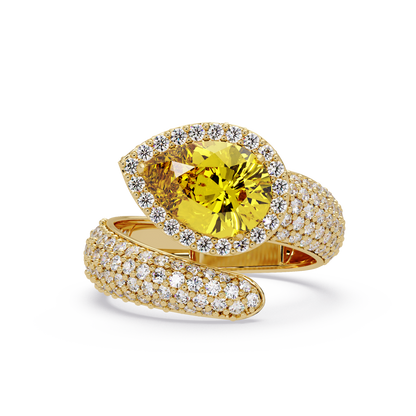 3 CTW Pear-Cut Halo Pavé Bypass Ring