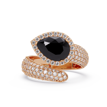 3 CTW Pear-Cut Halo Pavé Bypass Ring
