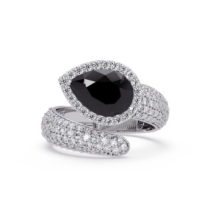 3 CTW Pear-Cut Halo Pavé Bypass Ring