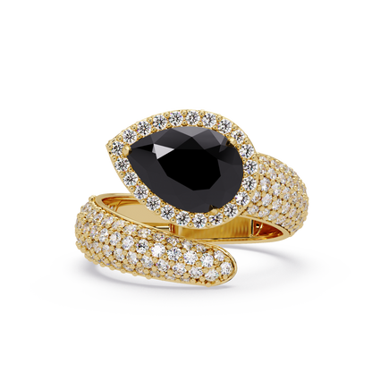 3 CTW Pear-Cut Halo Pavé Bypass Ring